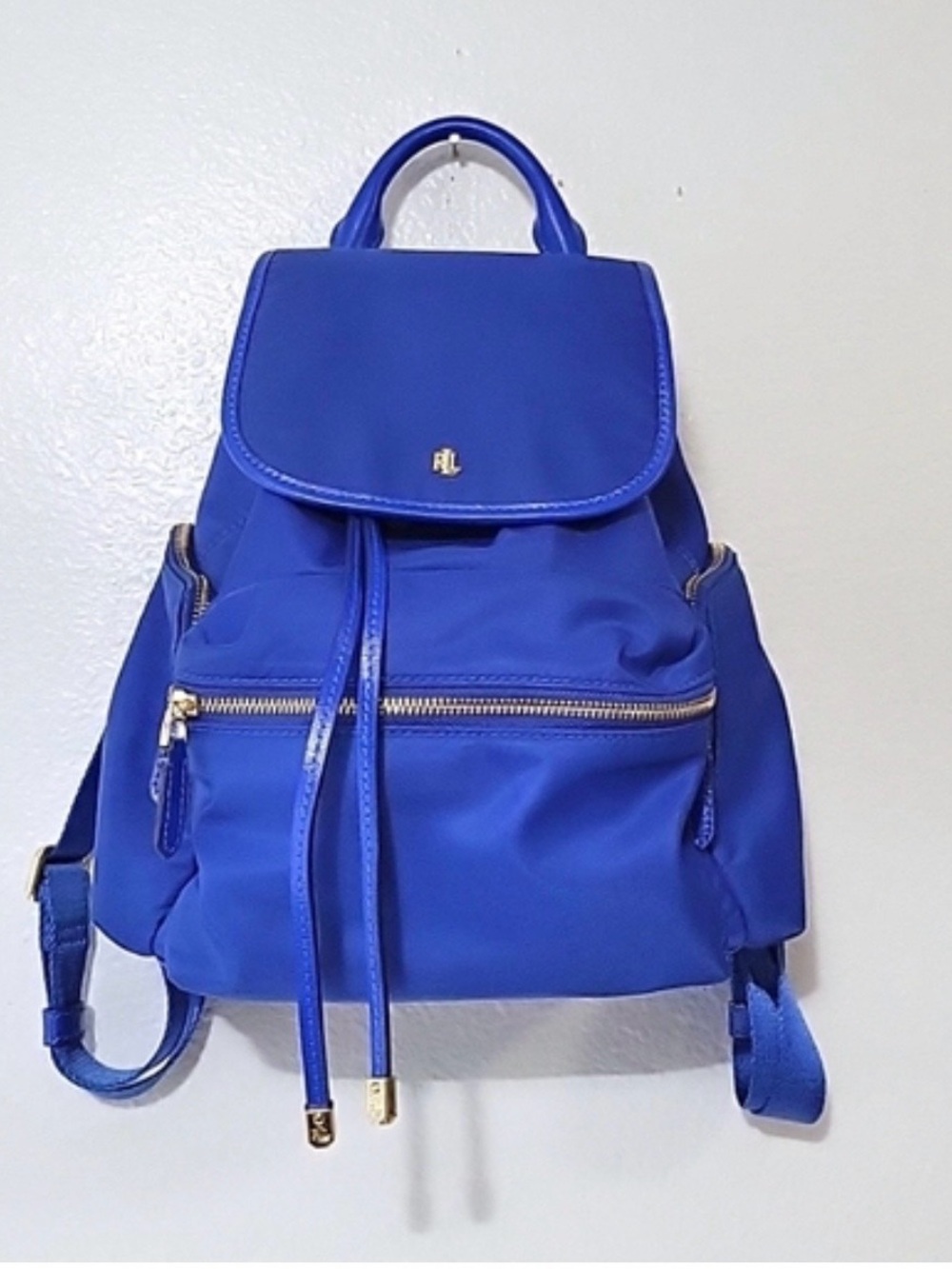 Ralph Lauren Royal Blue Nylon Mini Backpack with Gold Hardware